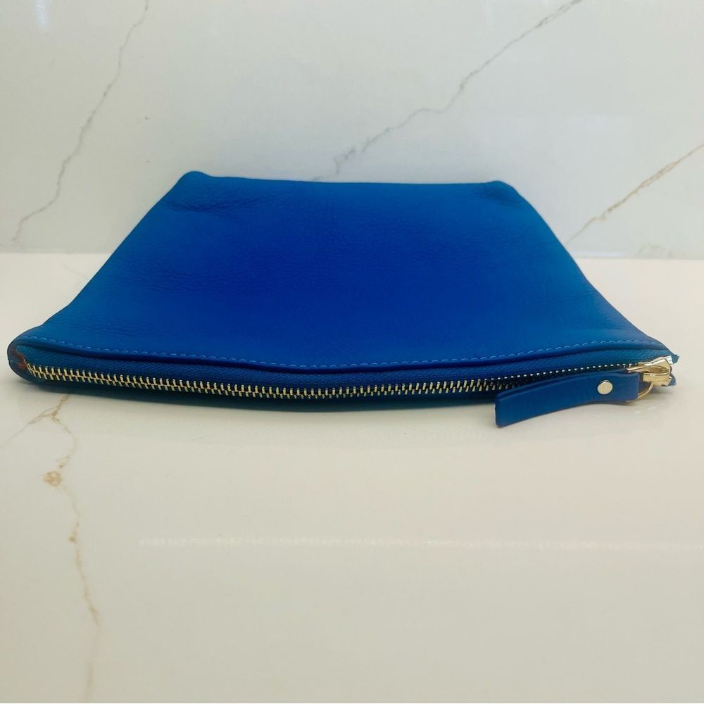 💙J’da Palm Beach Pebbled Leather Make-Up & Cosmetic Pouch- Colbalt Blue NWOT - Picture 4 of 5